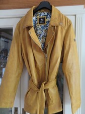 OTTO KERN butterweiches Lammleder Kurzmantel Trenchcoat Jacke gelb Shabby Look