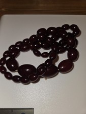 Antike Vintage Kirsch Bernstein Bakelit Perlenkette 