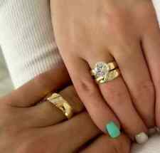 His & Her Trio-Ehering 2,80 kt erstellte Diamanten besetzt 14 K Gelbgold-Finish