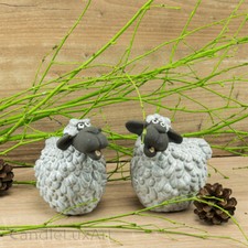 Porzellan Set Schaf Paar glasiert 11cm Ostern Tischdeko Muttertag Tiere Figuren