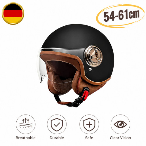 Mopedhelm retro schwarz - mopedhelm,