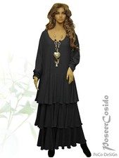 LAGENLOOK Long Ballon-Kleid Shabby schwarz 44 46 48 50 52 54 56 58 L-XL XXL XXXL