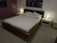 Hülsta Designer Bett 160x200m Holz/Leder mit Lattenrost, Matratze