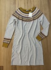 Neu Esprit Baumwolle Norweger Strick Kleid Gr. XXL Hellgrau Mit Muster