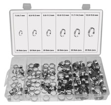 120 x Edelstahl 1 Ohr Schlauchschellen Klemmschelle Schlauchklemme Ø 7-15.8 mm