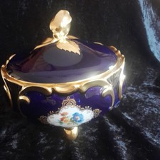 PRUNKSCHALE* 22 KARAT GOLD*Bavaria Walderhof*Echt Kobalt*Handarbeit 