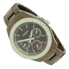 Fossil Damen Armbanduhr Chrono Datum Alu Perlmutt ES-2949 5ATM Batt neu S228