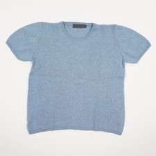 SPARKLING Damen Kaschmir Pullover Gr. M Hellblau Rundhals Kurzarm 100% Cashmere