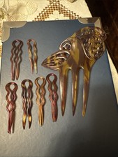 7 antike alte Haarkämme, Haarnadeln, Haarschmuck, Horn , Zust.s.Bilder