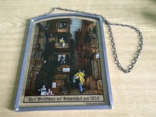 Vintage Glasmalerei Carl Spitzweg "Der Briefbote im Rosenthal,um 1858