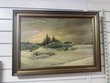 Original Öl auf Leinwand "Winter Schneelandschaft" — signiert A. Sillem 86 — gerahmt,