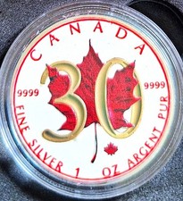 1oz Silber Maple Leaf 30th Anniversary Colorized 2018 Canada, ohne Zubehör!