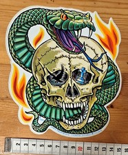 Alter Aufkleber Sticker Totenkopf Schlange 80er Jahre Comic Halloween Deko groß 