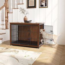 Hundekäfig Hundebox Vintage Holz Beisteltisch Design Haustierkäfig Gitterbox XXL