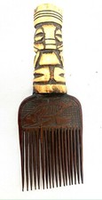 Afrikanischer Bamoun Kamm Aus Holz Und Knochen (2)