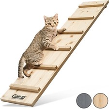 Elmato Katzentreppe Rampe 1 – 4 Meter erweiterbar, Naturholz Balkon Terrasse