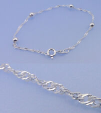 Echt 925 Silber Singapurarmband 18,5 cm Länge mit Kugeln RUND 4 mm Kugel Armband