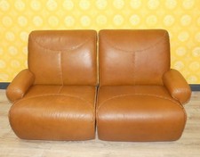 2Sitzer Baseball Stil Leder Cognac top Zustand retro vintage 70er Jahre Garnitur