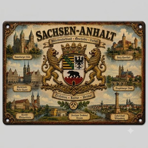 Blechschild sachsen anhalt - blechschild, sachsen-anhalt