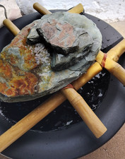 Zimmerbrunnen Tischbrunnen Keramik Schieferplatten Steine Bambusimitat Pumpe