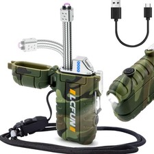 Feuerzeug elektrisch, USB C, wiederaufladbar, Taschenlampe, Camping, Kerze