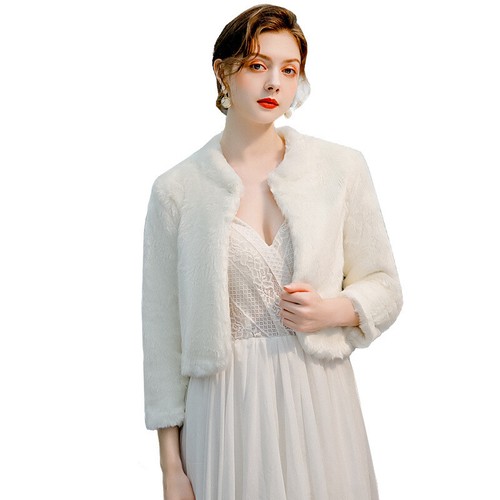 Damen braut kunstfell bolero - braut,