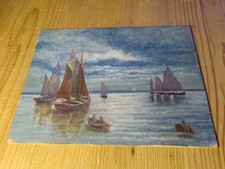 Ölbild, Schiffe auf dem Meer, Realismus, ca 1930, nach alten Meistern, Blautöne