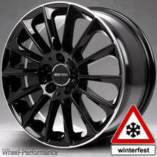 17 Zoll GT6 Alufelgen 7,5x17 5x110 ET33 schwarz mit pol. Rand für Opel und Saab