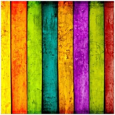 Wallario Glasplatte für Ikea Lack Tisch, 55x55 cm, Motiv: Buntes Holz - bunte