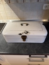 Brotkasten, emalliert, Weiß von ca. 1930