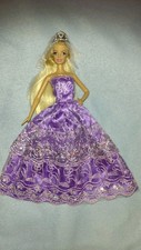 Barbie Kleid Wedding Party Lila Prinzessin Krone Brautkleid Hochzeitskleid K03