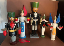 Alt Gruppe Holz Figuren teils