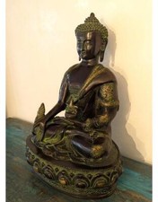 Große alte Masterpiece Medizin Buddha Bronze Statue Lucky Symbols Nepal  38cm