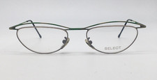 Select Brille Damen Grün Silber Oval Metall 1980er 5018 Zart Vintage
