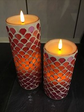 Elambia  LED Mosaikkerzen Set  Rot Timer  Batterie