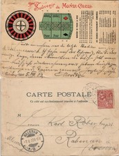 Postcard Monte-Carlo Roulette-Tisch Beschreibung gel. Monaco 1907