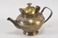 Argentor Wien Teekanne Secession/Art Déco, Messing versilbert, 14x19x12cm