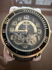 R.U. Braun Armbanduhr Doppelfederhaus mit Lederband NEU Ungetragen