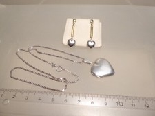 ab 80er J. Set Herzen Ohrschmuck 333 Gold + 835 / 925 Silber venezianische Kette