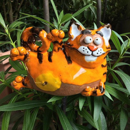 Keramik katze liegend - katze,