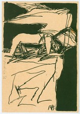 Hendrix, Renée (1949 Berlin, lebt in Berlin) „Figur am Abgrund“, Lithografie