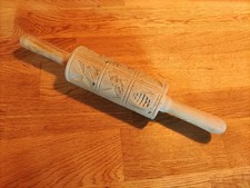vintage Teigroller, Plätzchenrolle, Nudelholz mit 12 Muster