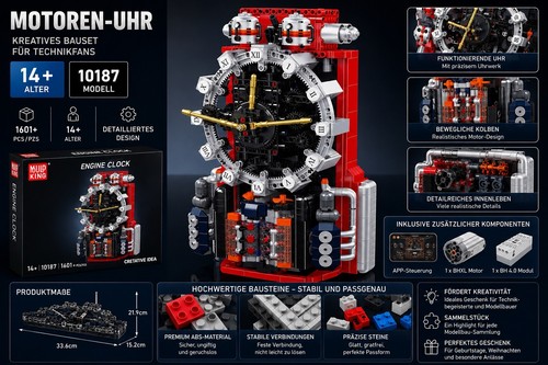Mould king engine clock - king, 10187