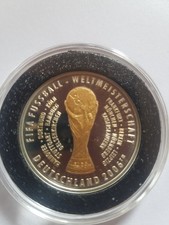 MEDAILLE FUSSBALL FIFA WM DEUTSCHLAND 2006 925er Silber mit  24 Karat Vergoldung