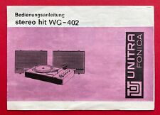 Bedienungsanleitung UNITRA Fonica Polen um 1980 Stereo hit WG - 402    ( F24247