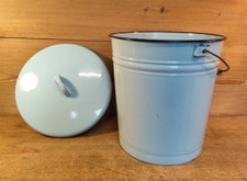 Emaille Eimer Windeleimer Deckel Wassereimer Pflanzgefäß Landhaus Abfalleimer