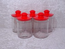 5 x Vorratsglas Bonbonniere mit Kunststoffdeckel - Vintage um 1970 - Konvolut