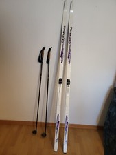 Langlaufski weiß Germina 200 cm, Stöcke 135 cm