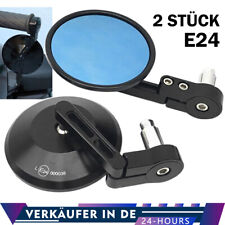 1 Paar Motorrad Rückspiegel Lenkerendenspiegel Rund Lenker End Blau Glas Spiegel