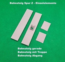 Bahnsteig Spur Z  - Einzelelemente - 2 Höhen - 3D Druck - Grau